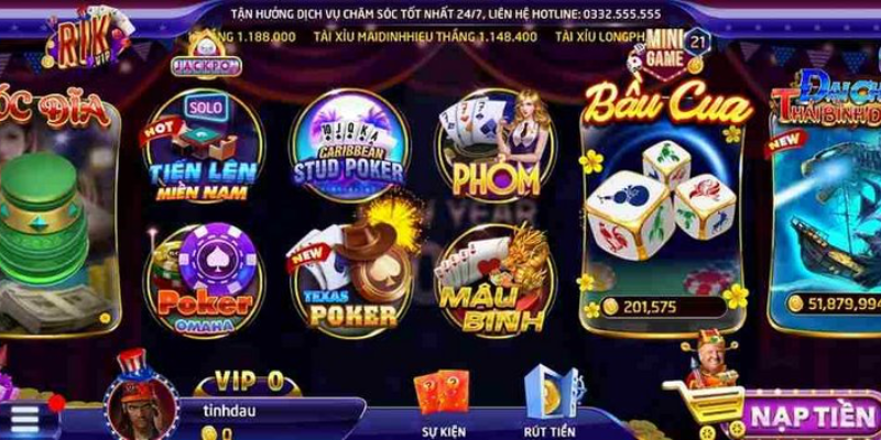 Các tựa game hot tại Casino Rikvip